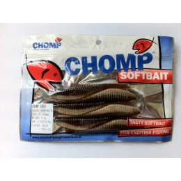 CHOMP SHAD SOFTBAIT, BROWN/WHITE, 4" (100mm), 9.1GRAMS, 6P/BAG