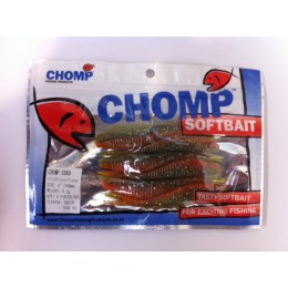 CHOMP SHAD SOFTBAIT, GREEN/ORANGE, 4", (100mm), 9.1 GRAMS, 6P/BAG
